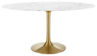 Lippa 60" Oval Dining Table, Gold White