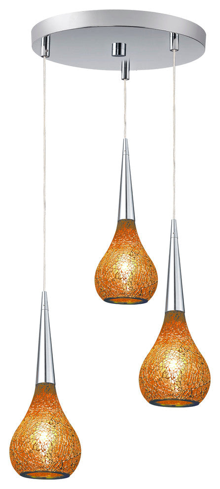 Torine 3-Light Cluster Pendant, Amber Mosaic Glass