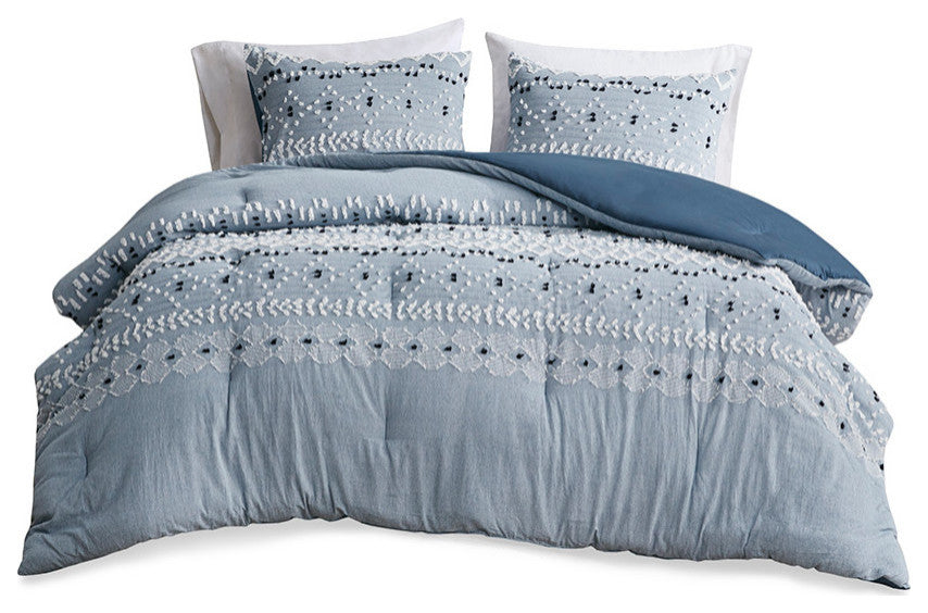 Dora Organic Cotton Chambray 3-Piece King/Cal King, Duvet Cover Set, No Insert