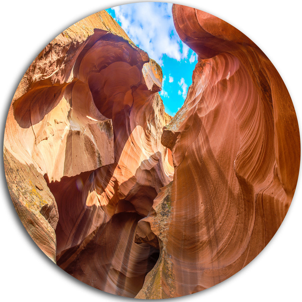 Sky From Antelope Canyon, Landscape Photo Disc Metal Artwork, 23"