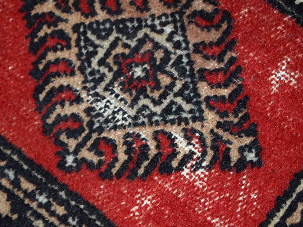 Handmade vintage Pakistani Lahore distressed rug 1.4' x 1.9' (45cm x 58cm) 1970s