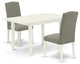 3-Pc Kitchen Dinette Set, 2 Chairs, Butterfly Leaf Rectangle Table, Linen White
