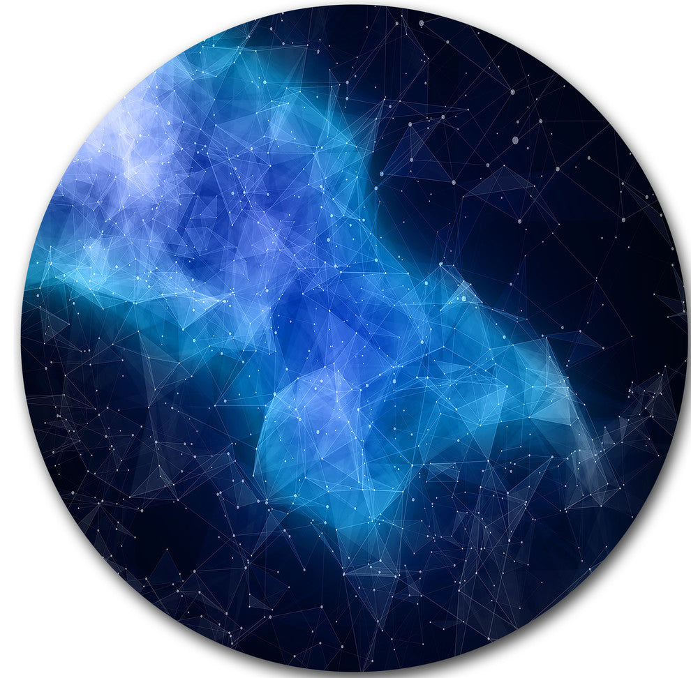 Blue Nebula In Cosmos, Abstract Art Large Disc Metal Wall Art, 23"