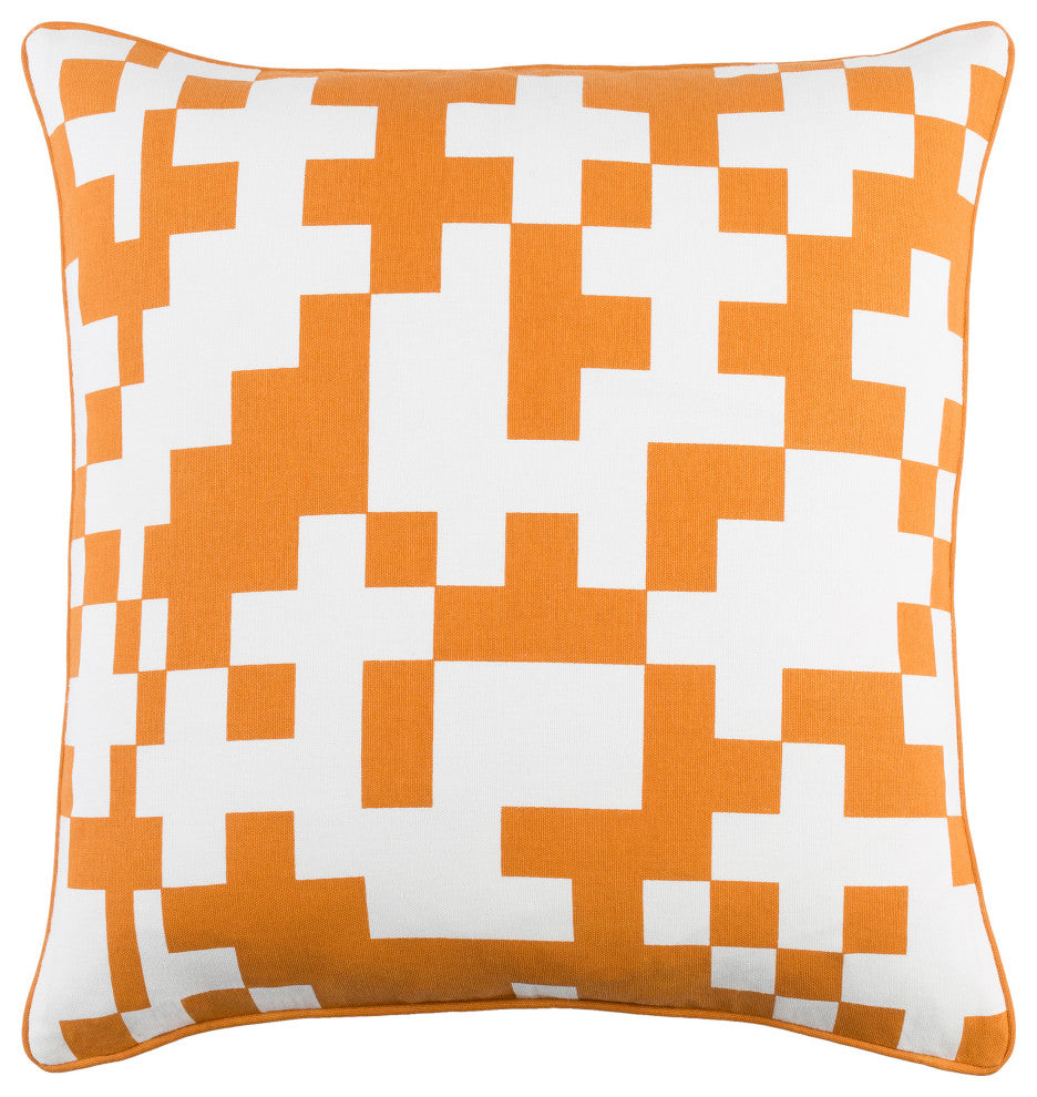Surya Inga INGA-7018 18"x18" Pillow Kit, Burnt Orange/White