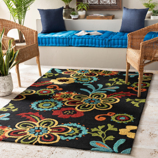 Surya Storm SOM-7707 2'6"x8' Rug, Black/Burnt Orange/Sky Blue