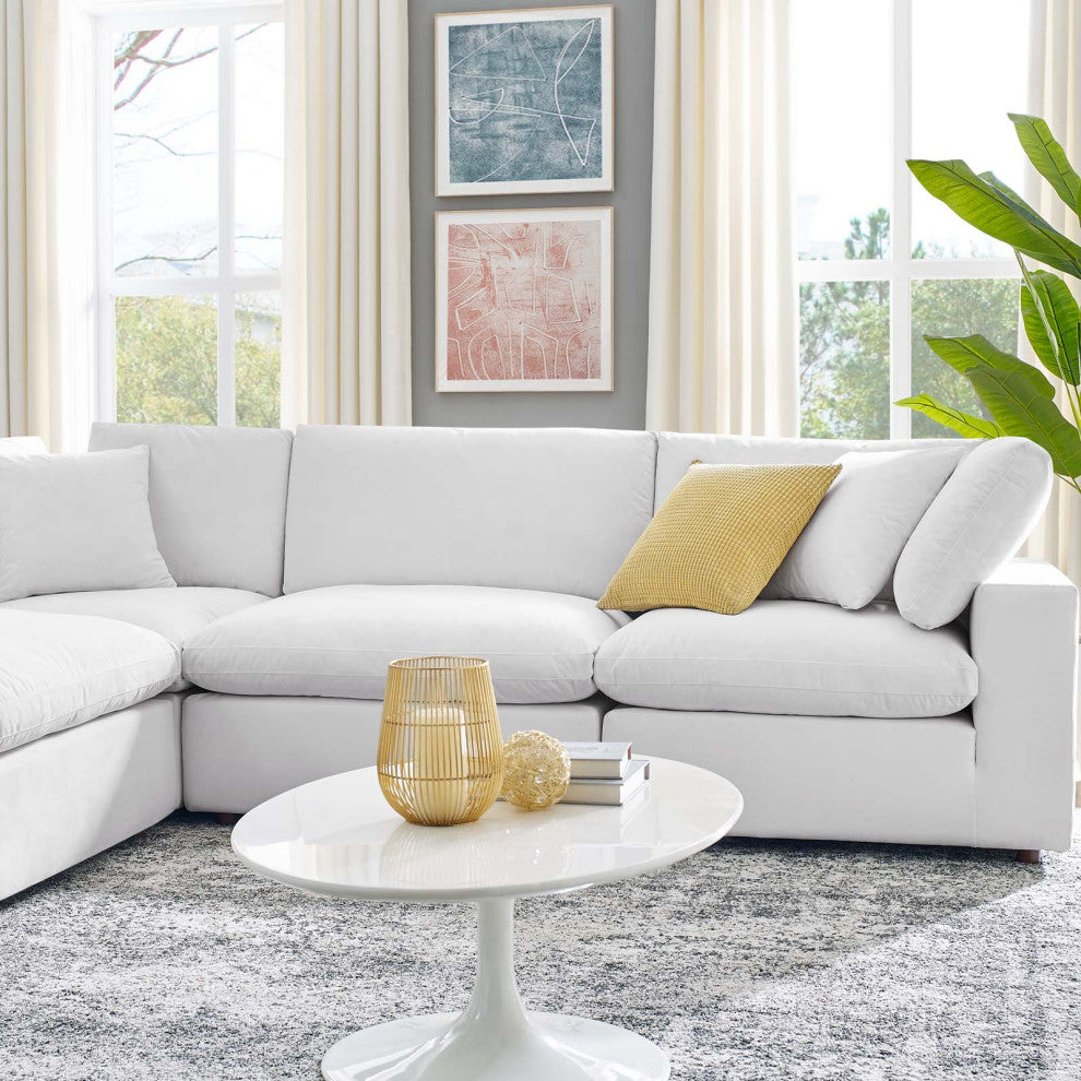 Sectional Sofa Set, Velvet, White, Modern, Living Lounge Hotel Lobby Hospitality