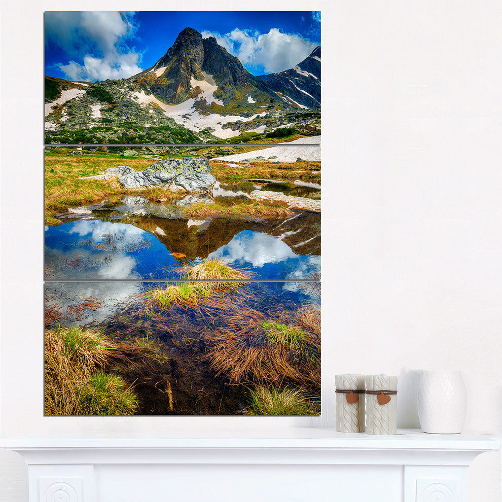 "Rila Lakes District With Reflection" Wall Art, 3 Panels, 28"x36"