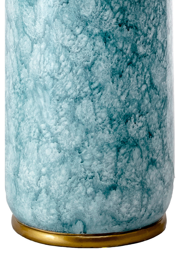 Nuloom 24" Glazed Polyresin Vase Cloth Shade Blue Table Lamp