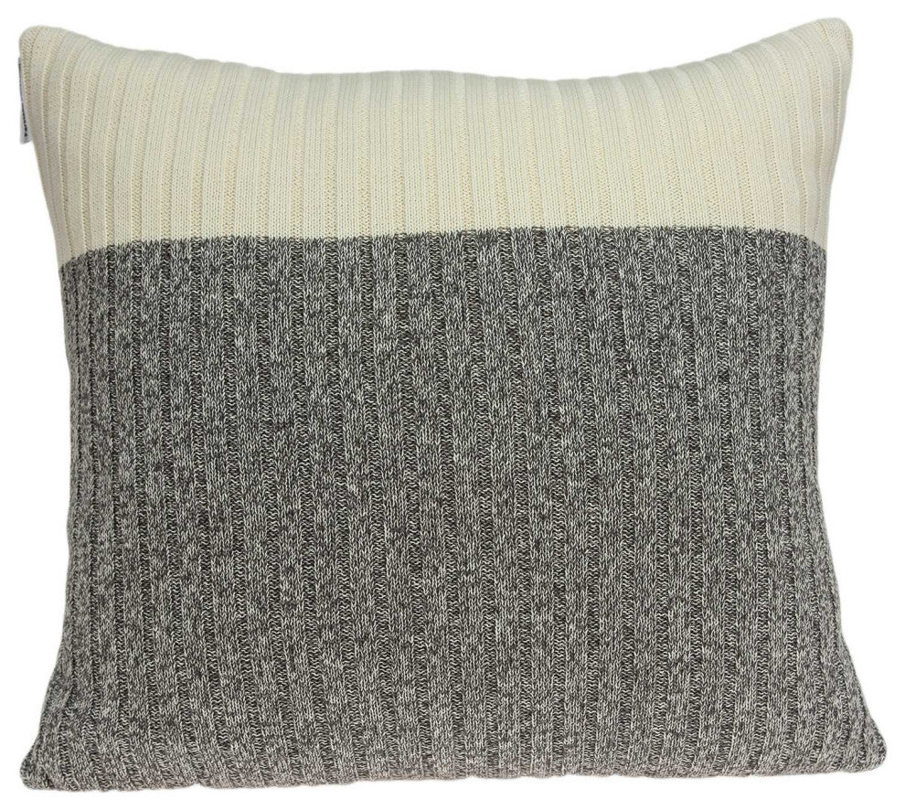 HomeRoots Square Gray and White Sweater Weather Pillow Cover