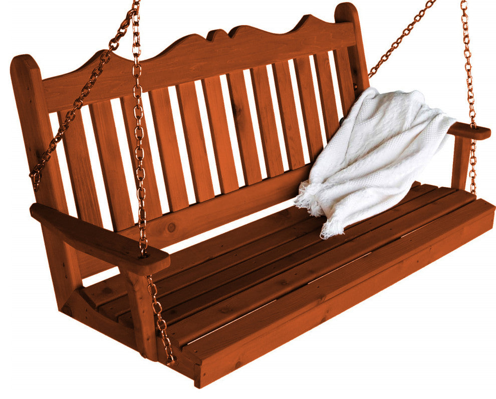 Cedar Royal English Porch Swing, Redwood Stain, 5 Foot