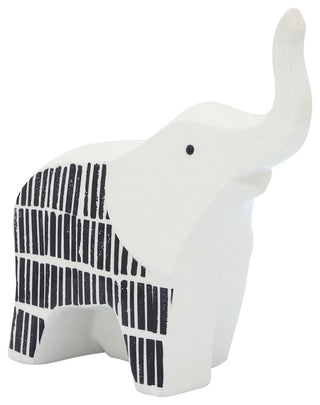 Ceramic 7"L Elephant Trunk Up, Black/White