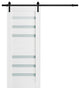 Barn Door 18 x 96 Frosted Glass, Quadro 4266 White, Set 6.6' Rail