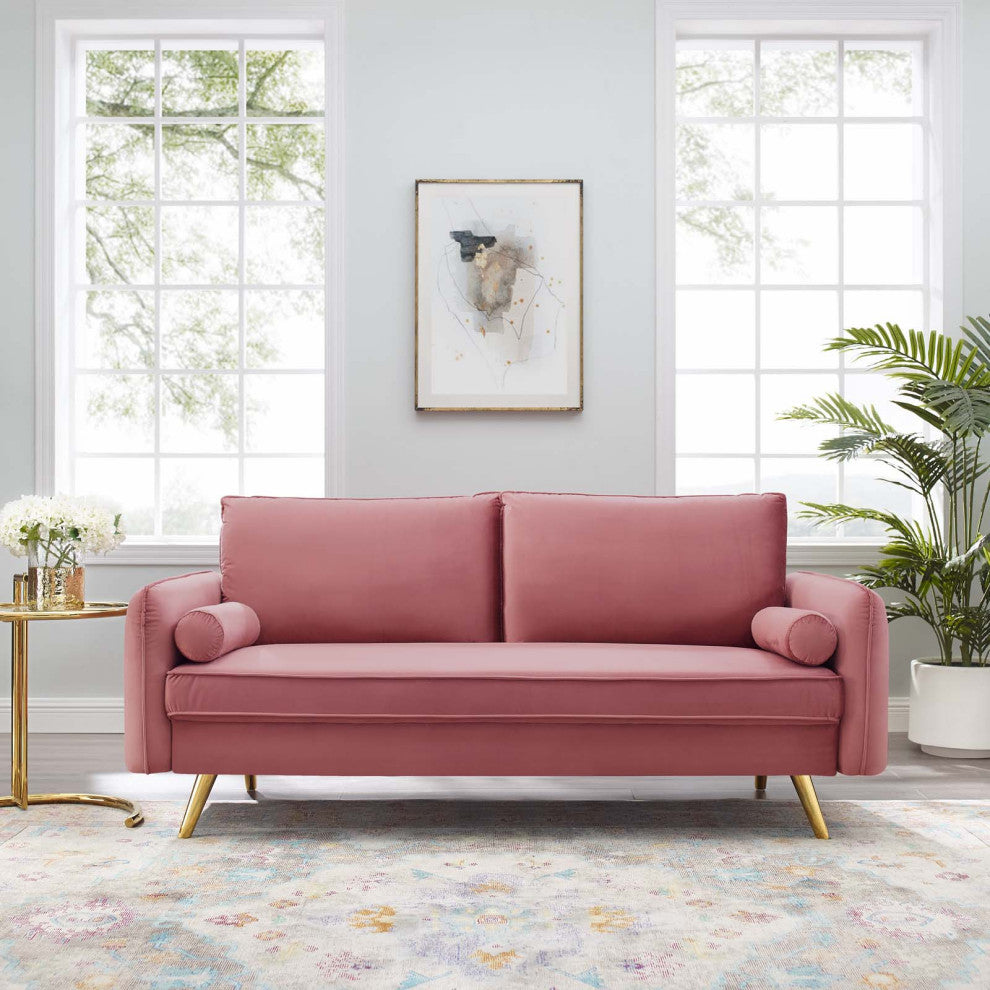 Sofa, Velvet, Pink, Modern, Living Lounge Room Hotel Lobby Hospitality