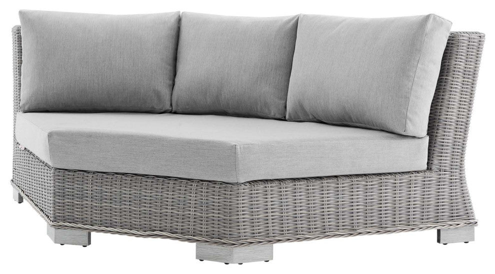 Lounge Sectional Sofa Chair Table Set, Rattan, Wicker, Gray, Outdoor