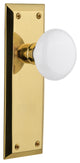 New York Plate Passage Door Knob, Unlacquered Brass
