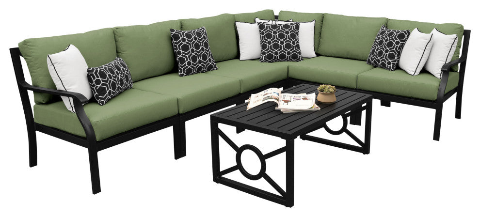 kathy ireland Madison Ave. 7 Piece Aluminum Patio Furniture Set 07b, Forest