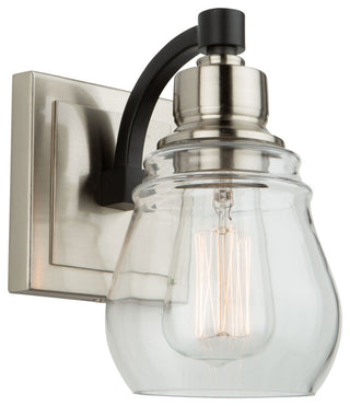 Nelson - 1-Light Bathroom Sconce - Black/Brushed Nickel