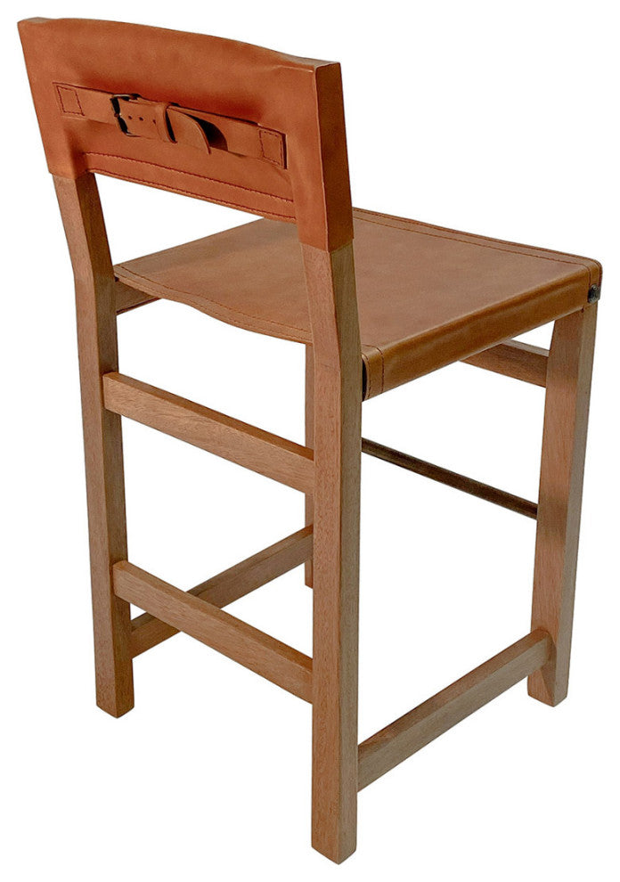 Counterstool Taura, Natural With Leather Saddle
