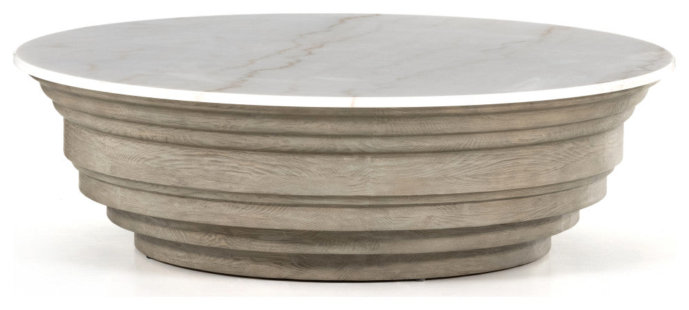Caldwell Stone Top Coffee Table-Wht Mbl