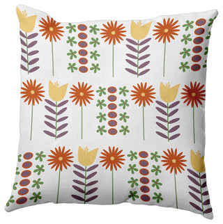 Daisy May's Garden Polyester Indoor Pillow, White, 16"x16"