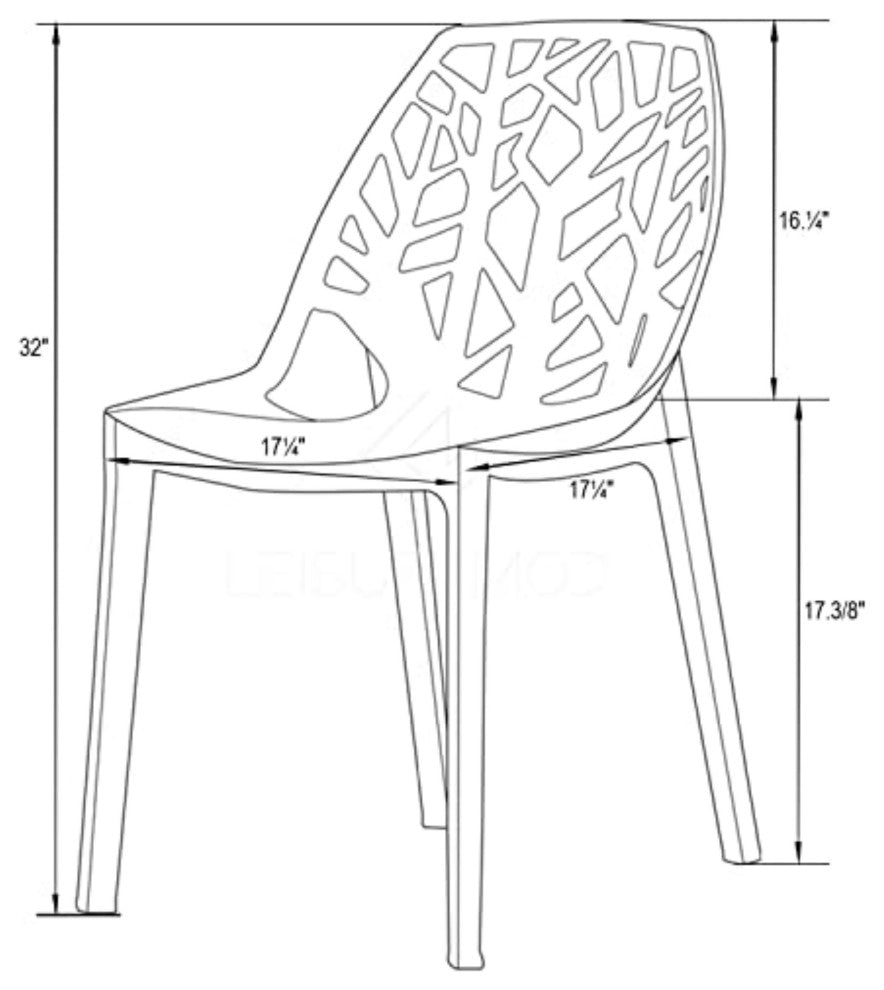 LeisureMod Modern Cornelia Dining Chair, Set of 2
