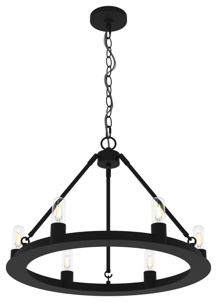 Hunter Saddlewood Natural Iron 6-Light Chandelier