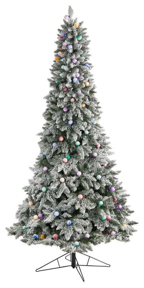 T3517 8.5' Flocked British Columbia Mountain Fir Artificial Christmas Tree