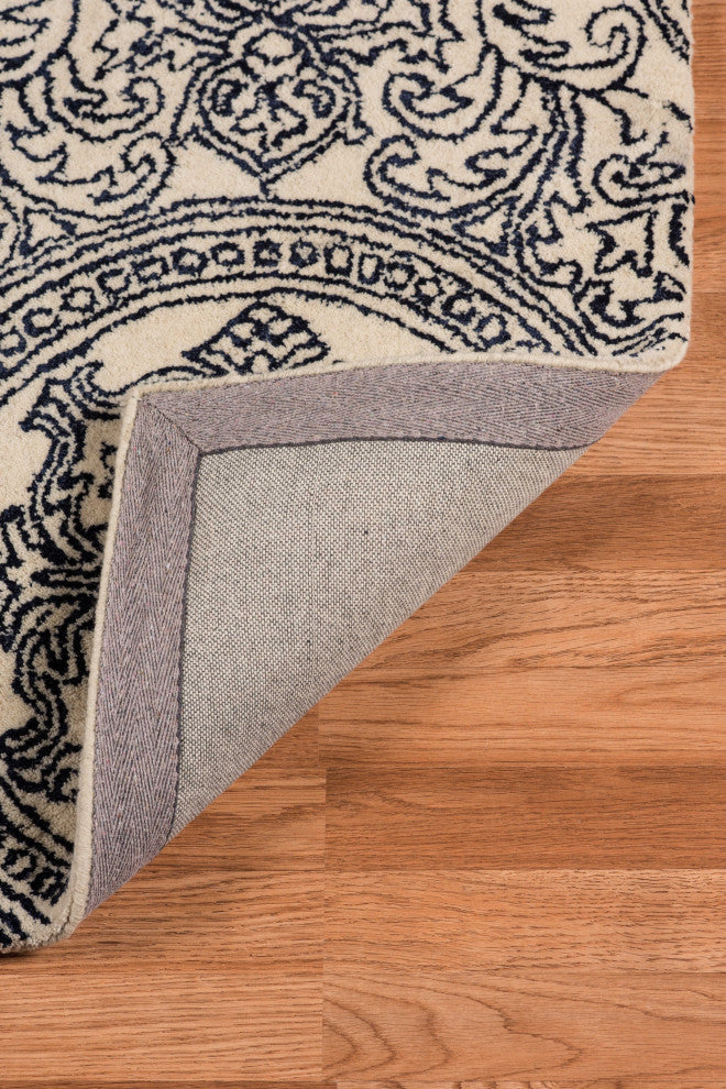 8" X11" X 0.5" Blue Wool Area Rug