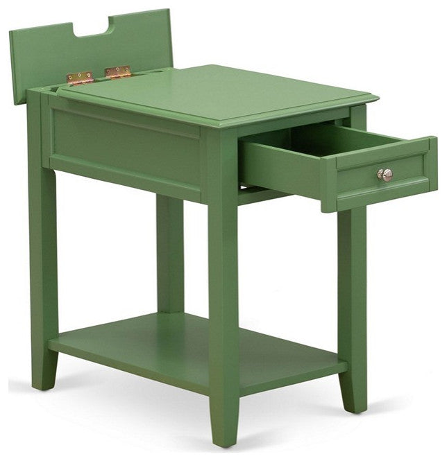 Bedroom Nightstand, 1 Wooden Drawer, Clover Green Finish