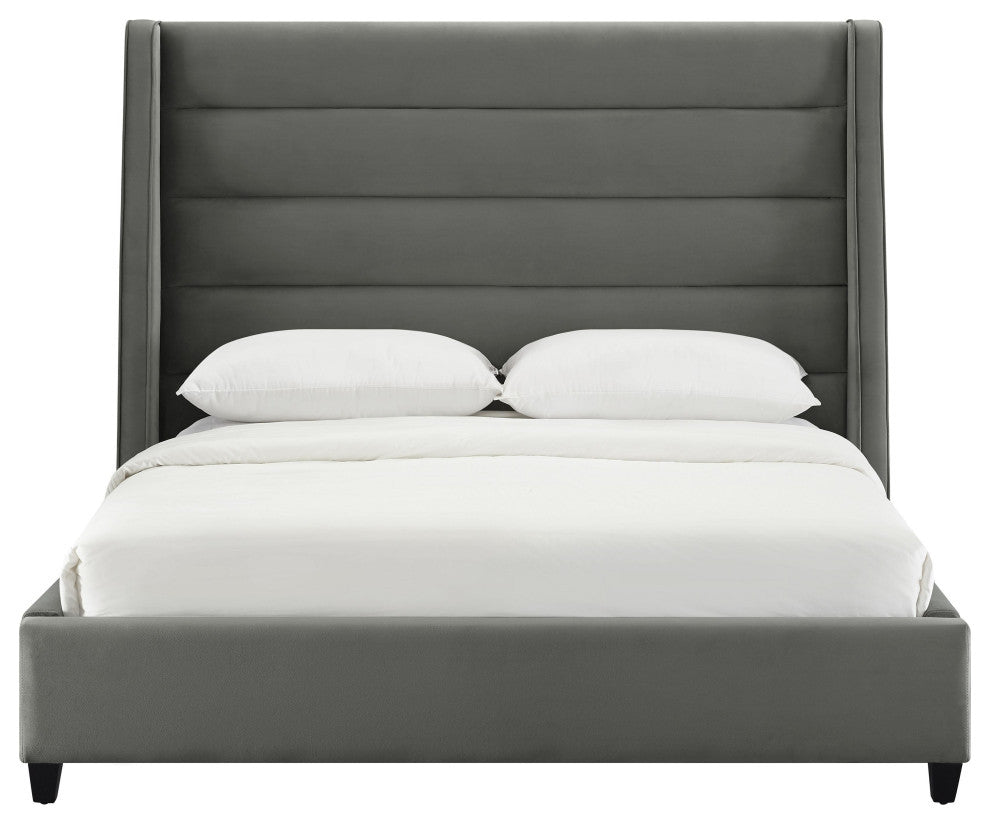 TOV Furniture Koah Grey Velvet Bed in King