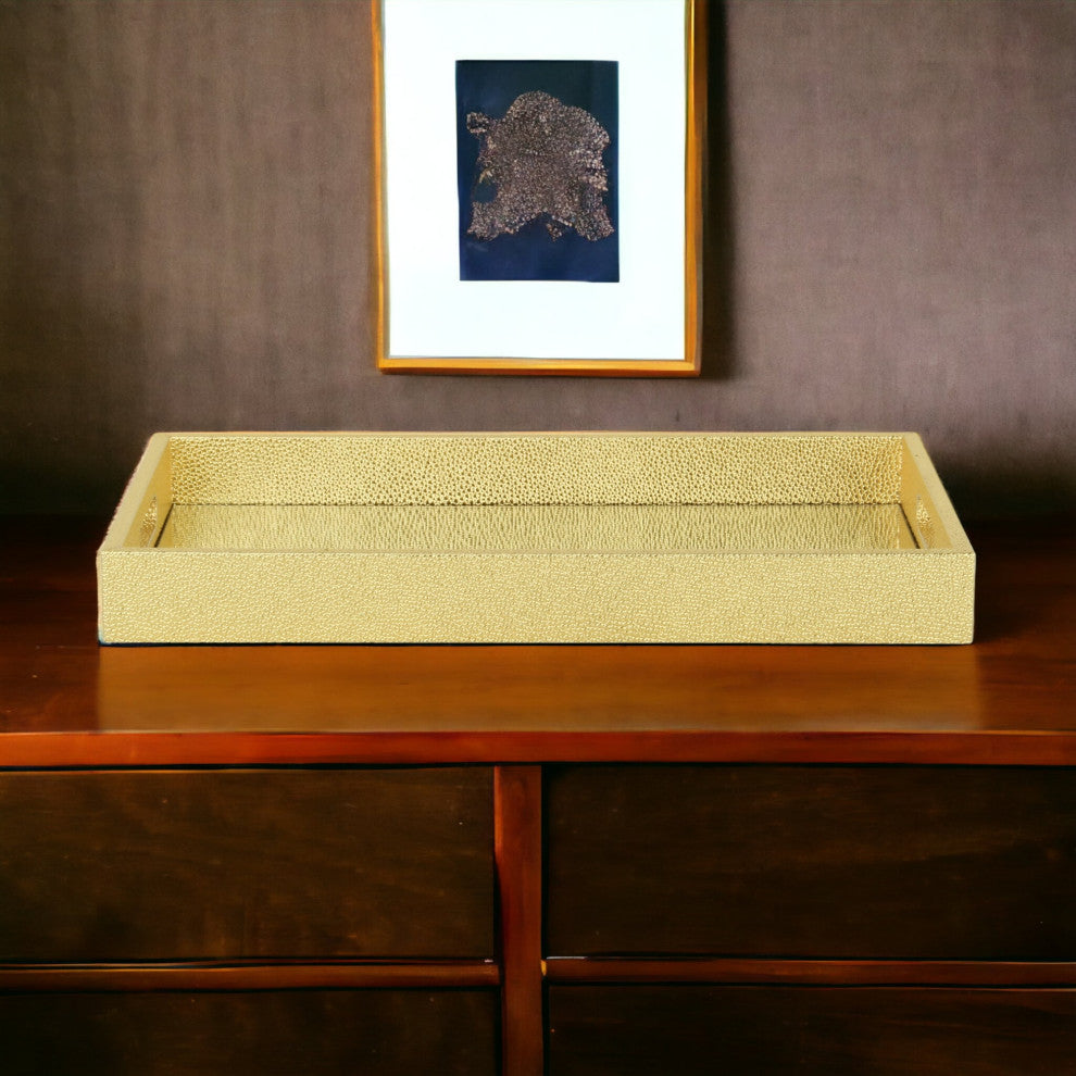 Labai Faux Shagreen, Mirrored Tray, Gold