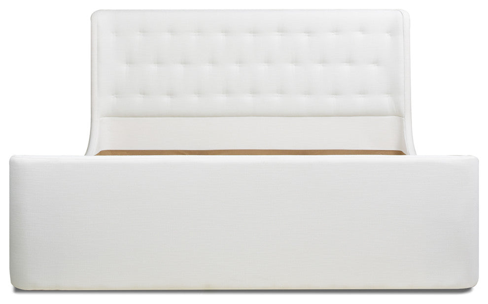 Brooks Contemporary Tufted Shelter Platform Bed, Antique White Polyester, King