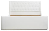 Brooks Contemporary Tufted Shelter Platform Bed, Antique White Polyester, King