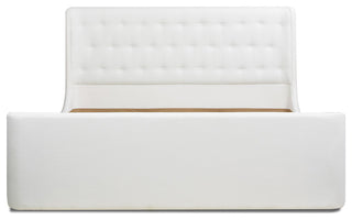 Brooks Contemporary Tufted Shelter Platform Bed, Antique White Polyester, King