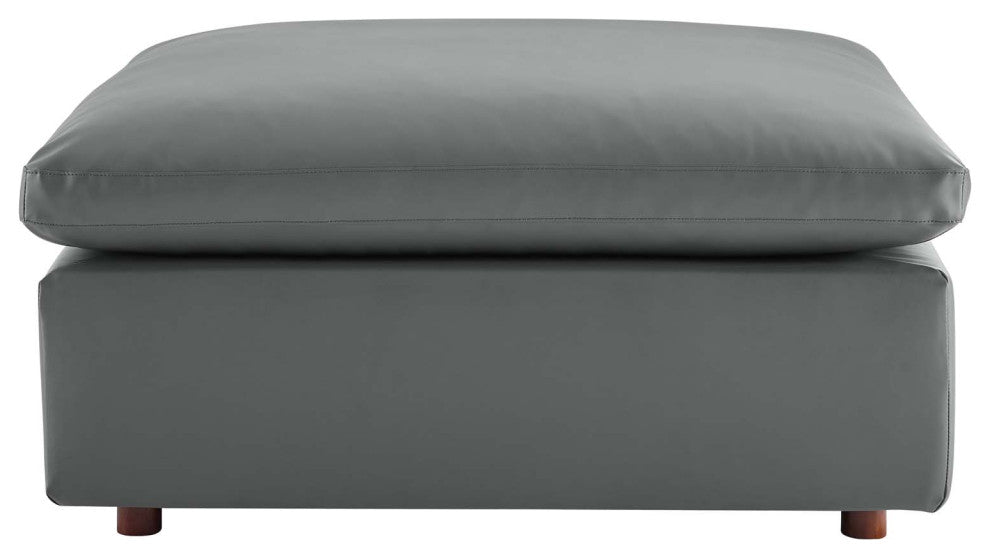 Commix Down Filled Overstuffed Vegan Leather 7-Piece Sectional Sofa - Gray