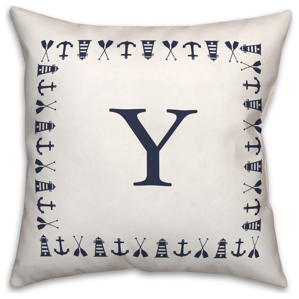 Nautical Monogram - Y 18x18 Indoor / Outdoor Pillow