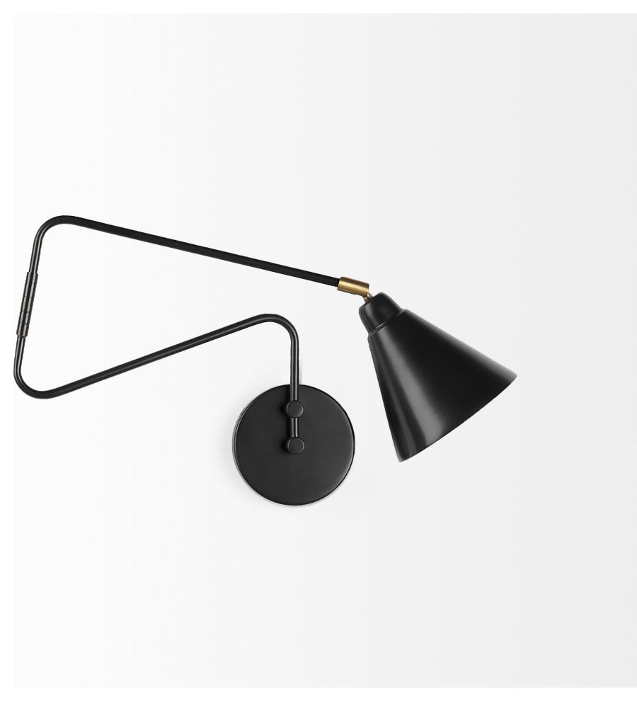 Cobalt 6Lx32W Black Metal Cone Shaped Swivel Wall Sconce