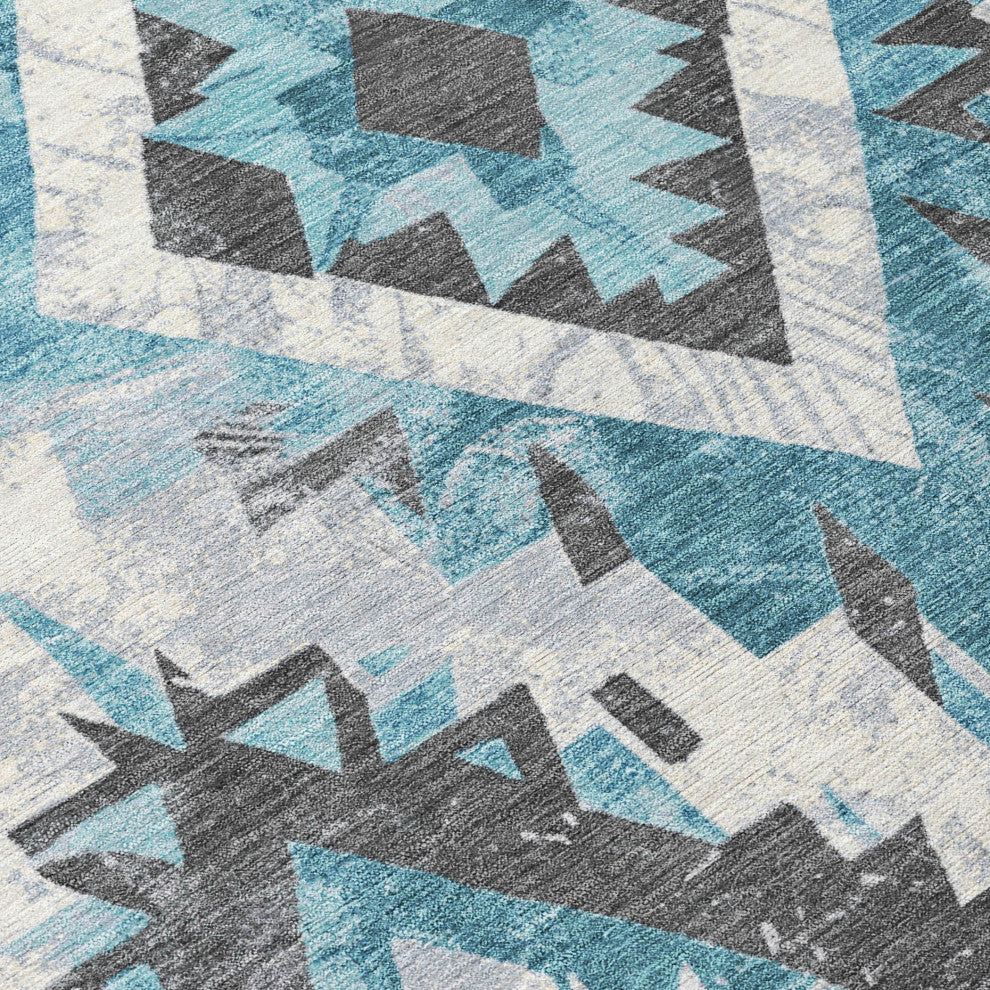 Machine Washable Indoor/Outdoor Chantille ACN1878 Teal 8' x 10' Rug