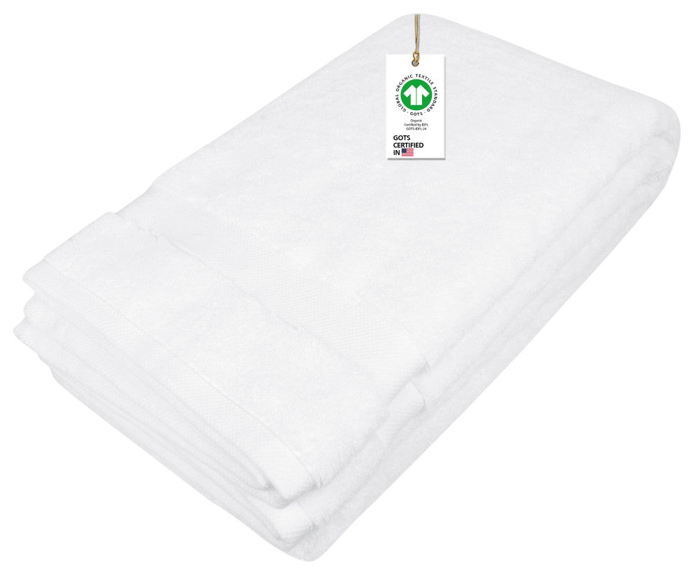 Delara 100% Organic Cotton 650 GSM Feather Touch Quick Dry Bath Sheet 36"X70", White