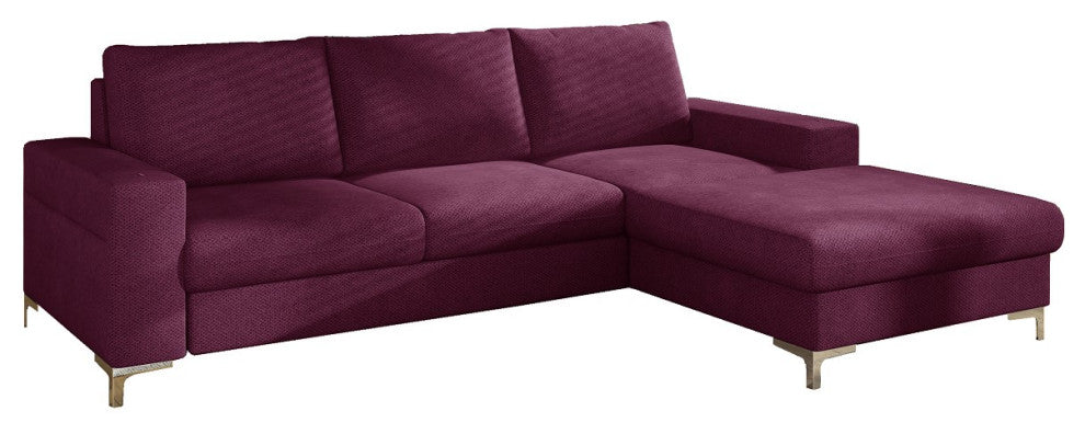 LENS Sectional Sofa-Bed, Cherry, Right Corner