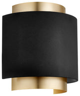 Quorum 5610-6980 One Light Wall Sconce, Black w Aged Brass Finish