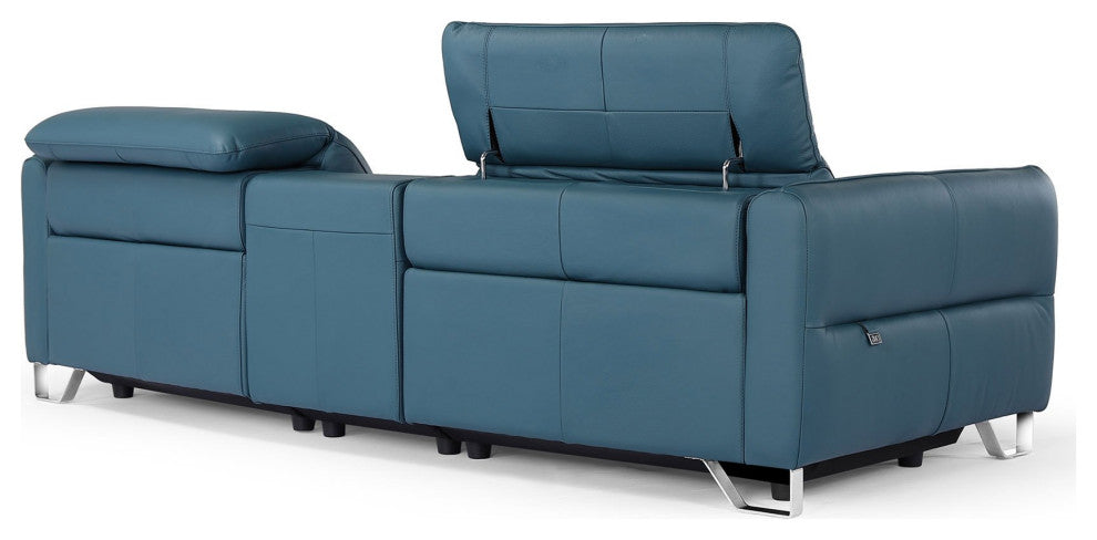 Macau Reclining Leather Loveseat with Console