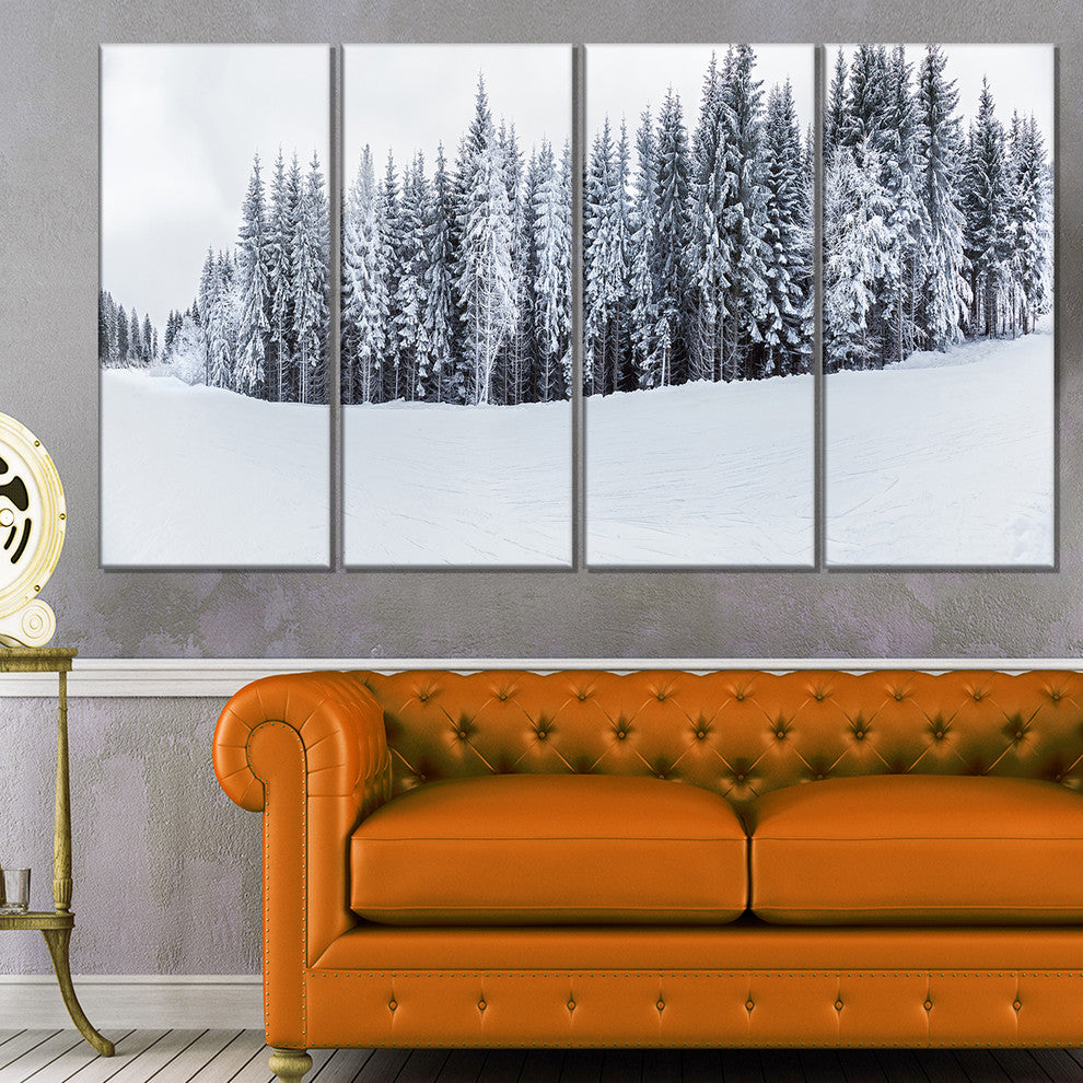 "Black and White Snow-Capped Hills" Landscape Wall Art", 4 Panels, 48"x28"