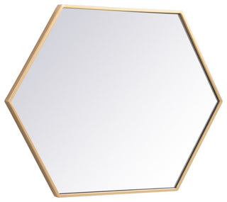 Metal Frame Hexagon Mirror 24", Brass