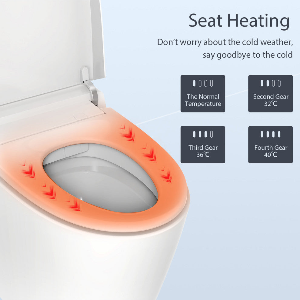 Multifunction Single Flush Ceramic Smart Toilet, Heated Seat