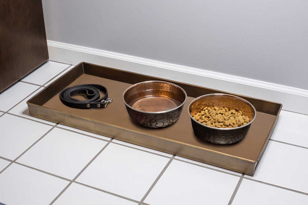 Classic Boot Tray for Boots, Shoes, Plants, Pet Bowls and More, Brass Finish