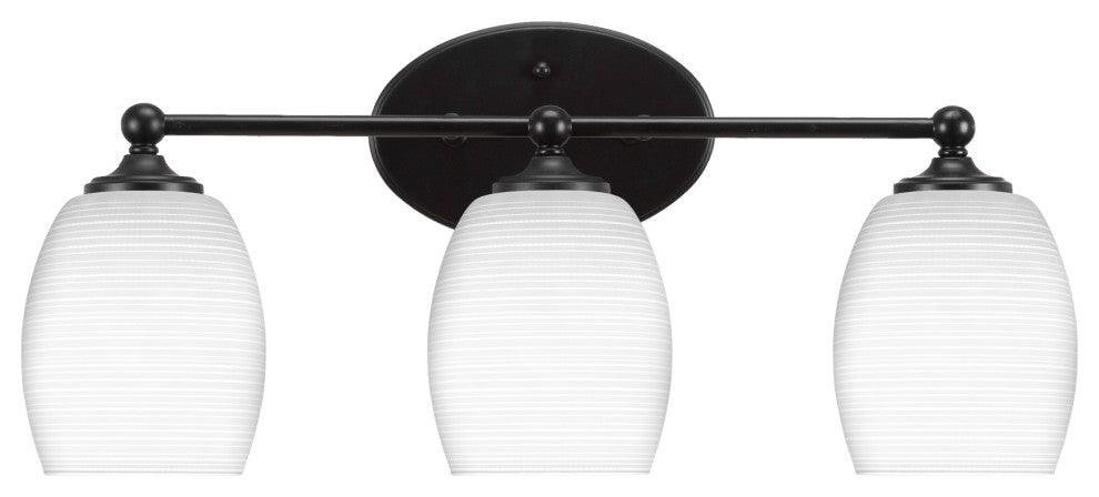 Capri 3-Light Bath Bar, Matte Black/White Matrix