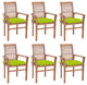 vidaXL Dining Chairs, Set of 6, With Bright Green Cushions Solid Teak Wood