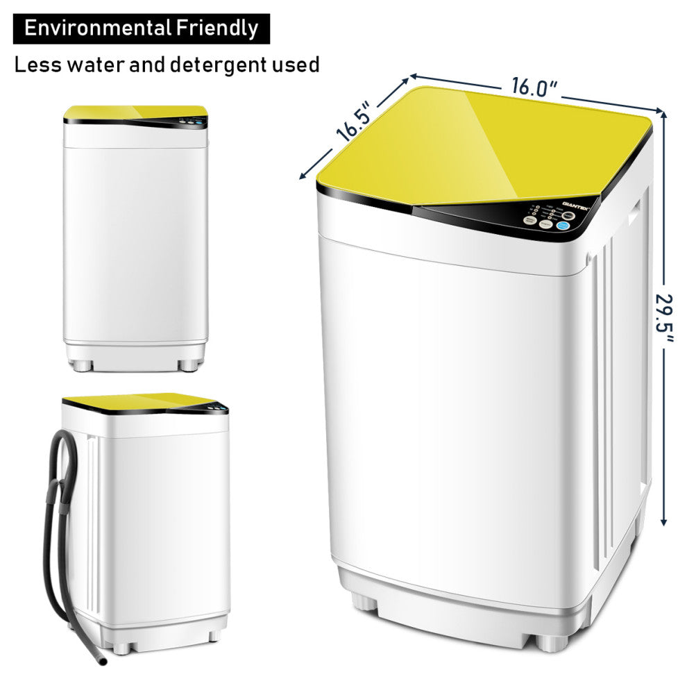 Full-Automatic Washing Machine 7.7 lbs Washer/Spinner Germicidal UV Yellow