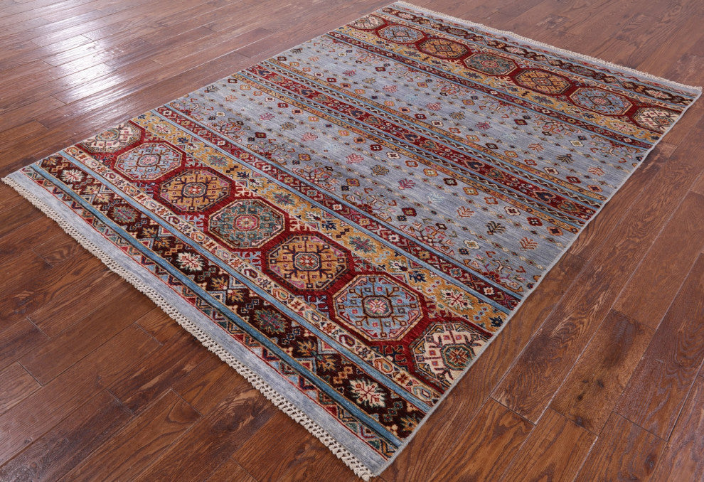Hand Knotted Khorjin Super Kazak Rug 5' 9" X 7' 10" Q7671